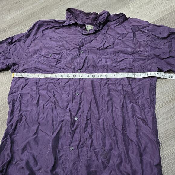 Vintage Robert Stock Purple Silk Button Up Long Sleeve Dress Shirt Men's XL - Picture 5 of 7